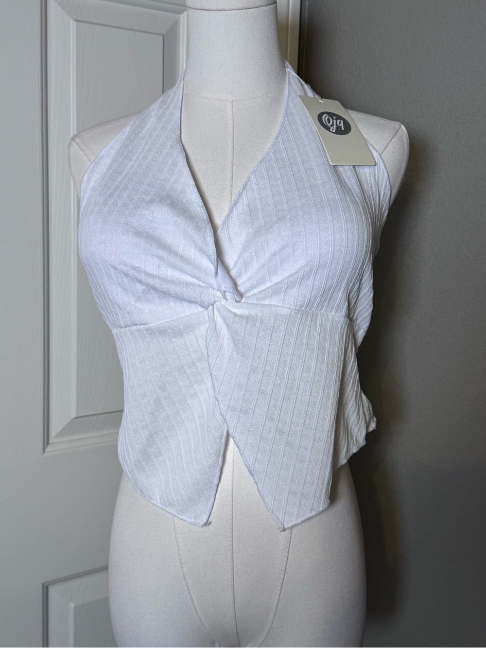 White Twist-Front Halter Camisole Top